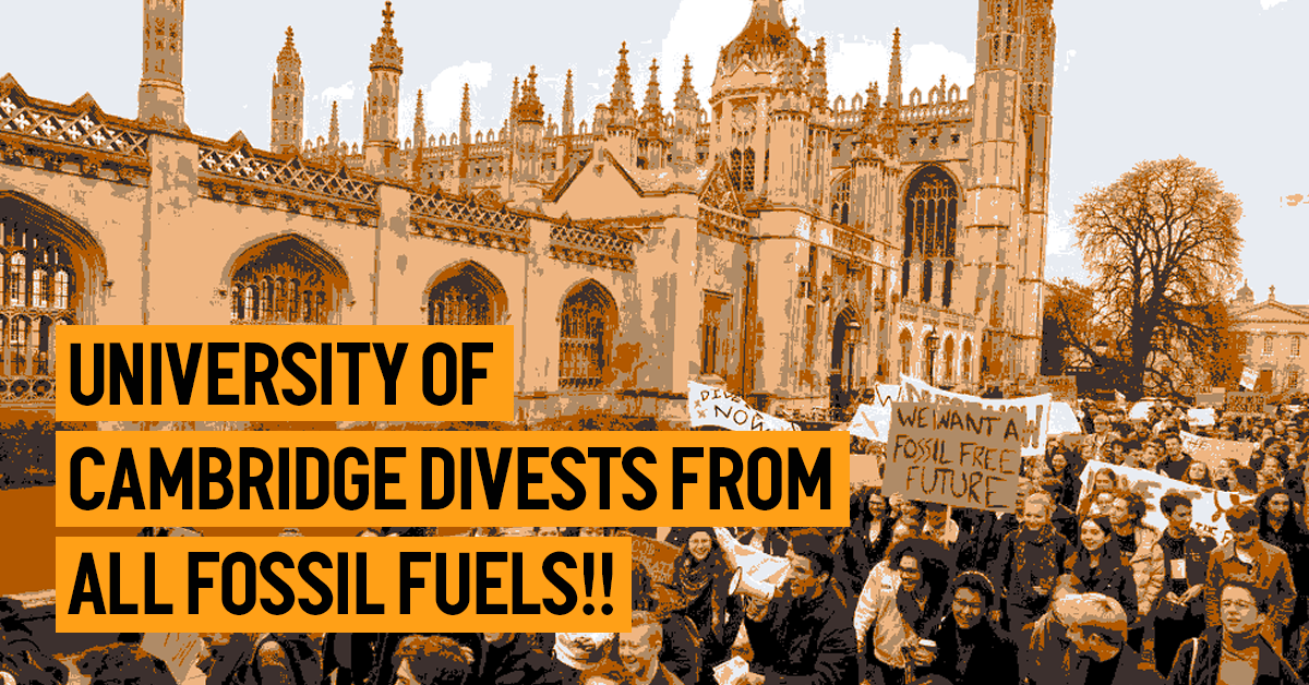 University od Cambridge divests from fossil fuels